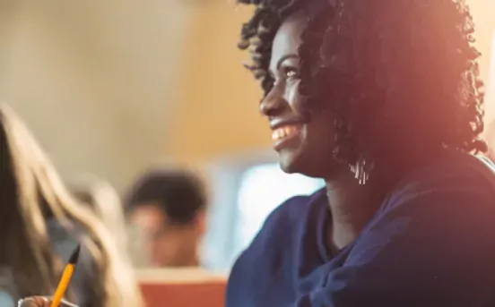 lady smile in class